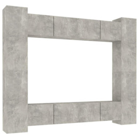 8 Piece TV Cabinet Set Concrete Grey Engineered Wood - thumbnail 2