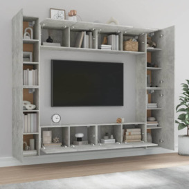 8 Piece TV Cabinet Set Concrete Grey Engineered Wood - thumbnail 3
