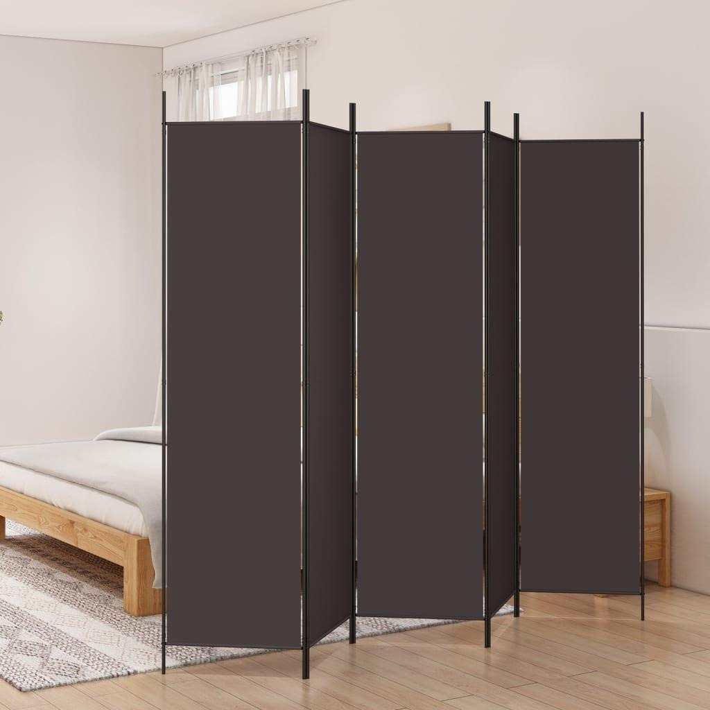 5-Panel Room Divider Brown 250x200 cm Fabric - image 1