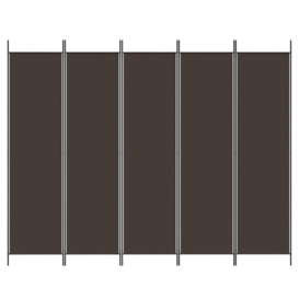 5-Panel Room Divider Brown 250x200 cm Fabric - thumbnail 3
