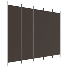 5-Panel Room Divider Brown 250x200 cm Fabric - thumbnail 2