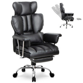 Executive Office Chair Desk Chair with Footrest - PU Leather Computer Recliner