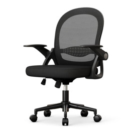 Mid-Back Mesh Chair Ergonomic Desk Chair with Flip-up Armrests and Lumbar Support