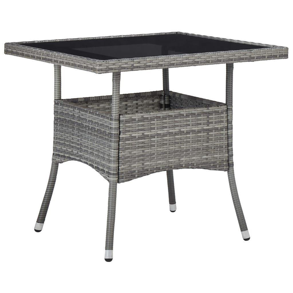 Outdoor Dining Table Grey Poly Rattan and Glass - image 1