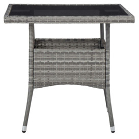 Outdoor Dining Table Grey Poly Rattan and Glass - thumbnail 2