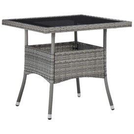 Outdoor Dining Table Grey Poly Rattan and Glass - thumbnail 1