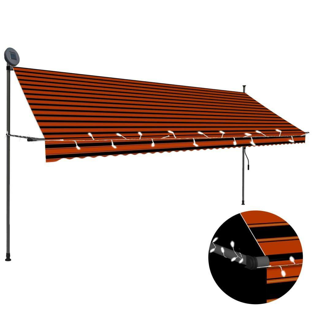 Manual Retractable Awning with LED 400 cm Orange and Brown - image 1
