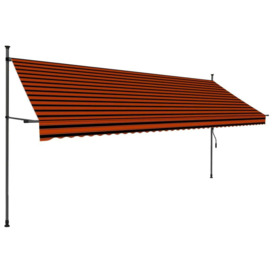 Manual Retractable Awning with LED 400 cm Orange and Brown - thumbnail 3