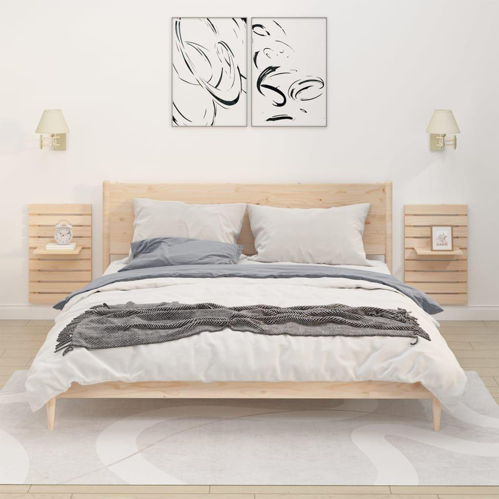 Wall-mounted Bedside Shelves 2 pcs Solid Wood Pine - image 1