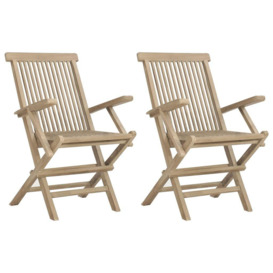 Folding Garden Chairs 2 pcs Grey 56x61x89 cm Solid Wood Teak - thumbnail 3