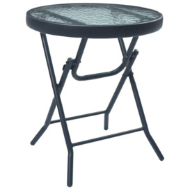 Bistro Table Black 40x46 cm Steel and Glass - thumbnail 1