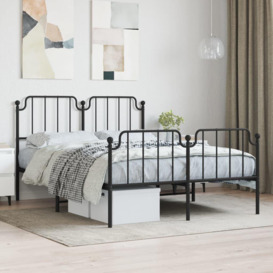 Metal Bed Frame with Headboard and FootboardÂ Black 140x190 cm