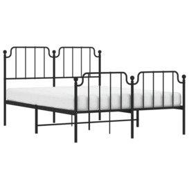 Metal Bed Frame with Headboard and FootboardÂ Black 140x190 cm - thumbnail 3