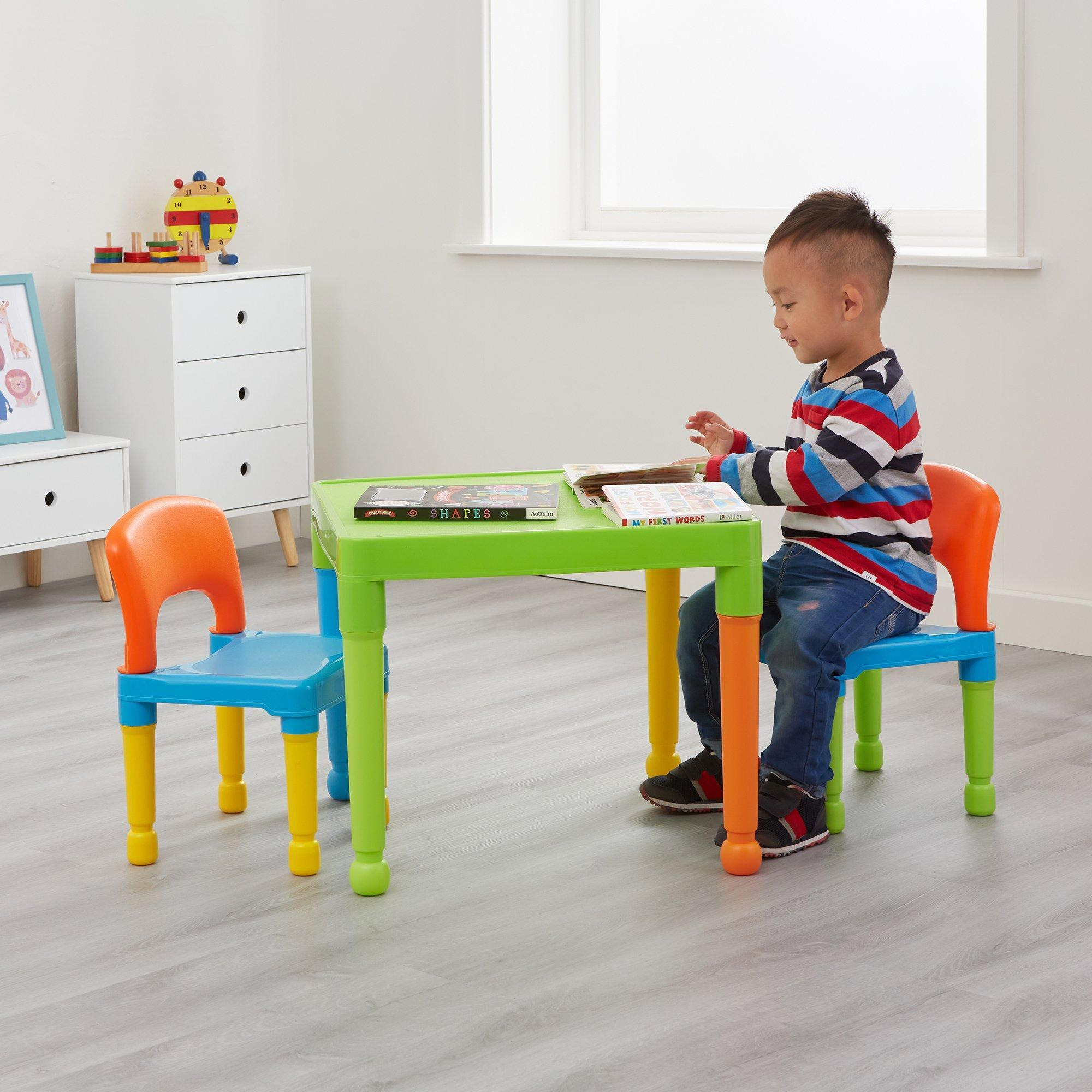Children's Multicoloured Plastic Table and 2 Chair Set - image 1