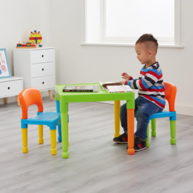 Children's Multicoloured Plastic Table and 2 Chair Set - thumbnail 1