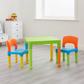 Children's Multicoloured Plastic Table and 2 Chair Set - thumbnail 2