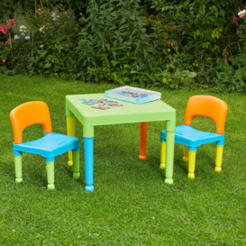 Children's Multicoloured Plastic Table and 2 Chair Set - thumbnail 3