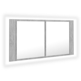 LED Bathroom Mirror Cabinet Concrete Grey 90x12x45 cm - thumbnail 2