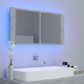 LED Bathroom Mirror Cabinet Concrete Grey 90x12x45 cm - thumbnail 3