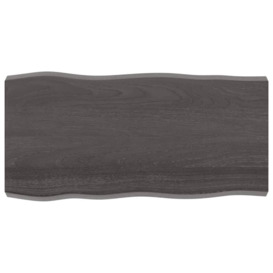 Table Top Dark Grey 100x50x(2-6) cm Treated Solid Wood Live Edge