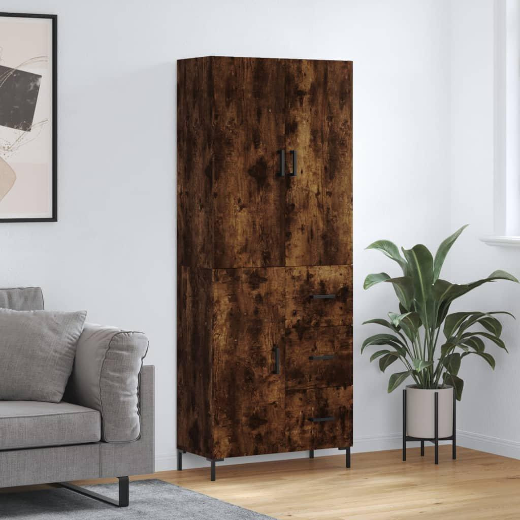 Highboard Smoked Oak 69.5x34x180 cm Engineered Wood - image 1