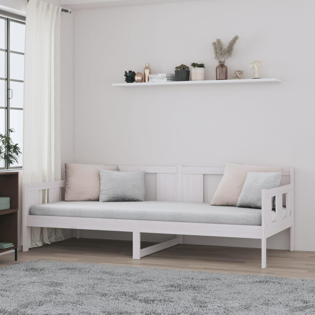 Day Bed White Solid Wood Pine 90x200 cm - image 1