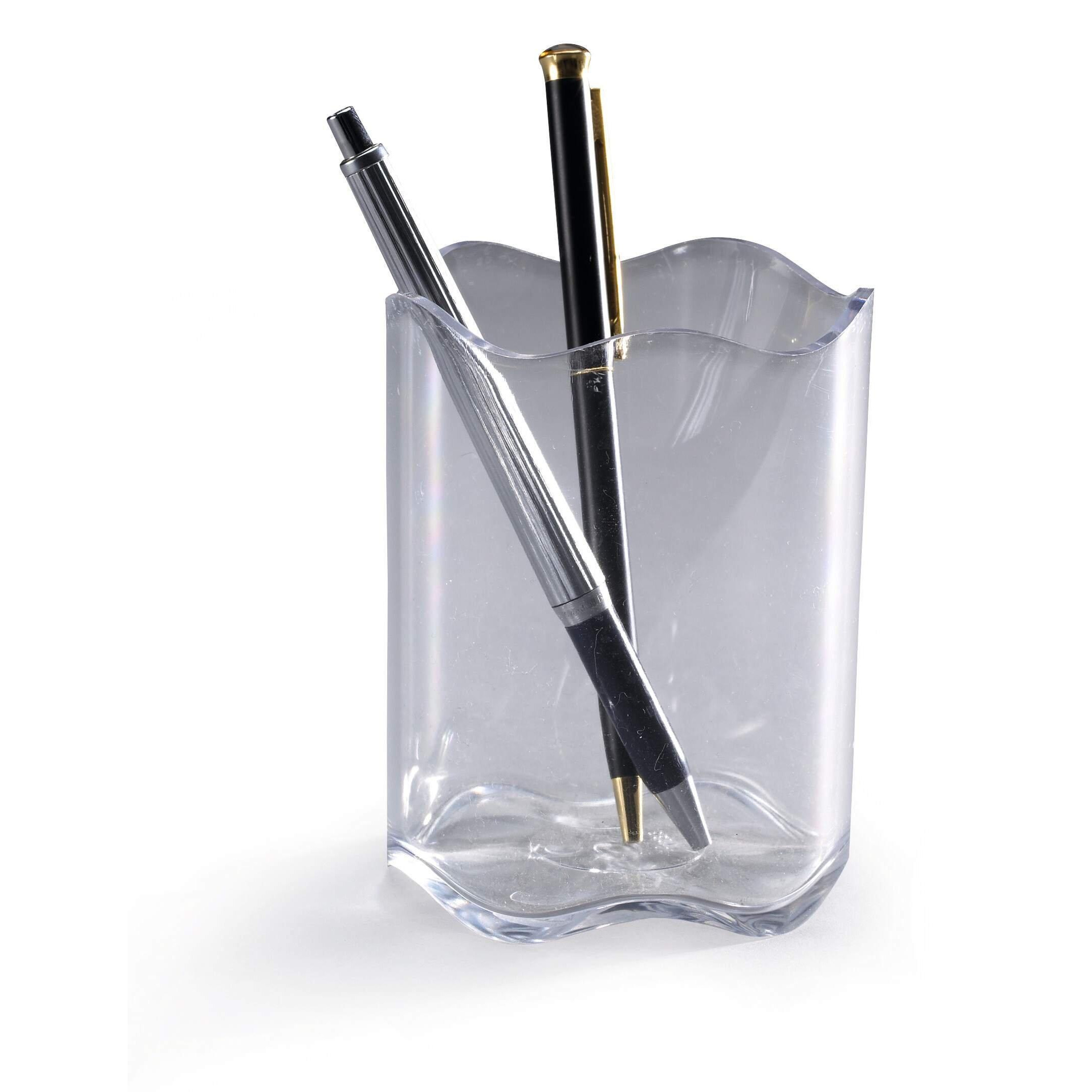 TREND Pen Pot Pencil Holder Desk Tidy Transparent Organizer Cup - Clear - image 1