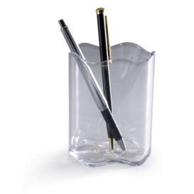 TREND Pen Pot Pencil Holder Desk Tidy Transparent Organizer Cup - Clear - thumbnail 1