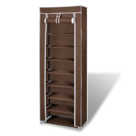Fabric Shoe Cabinet with Cover 162 x 57 x 29 cm Brown - thumbnail 1
