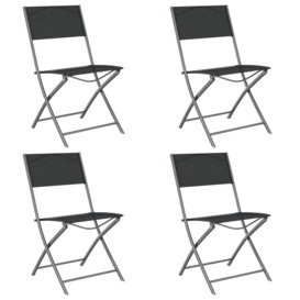 Folding Outdoor Chairs 4 pcs Black Steel and Textilene - thumbnail 3