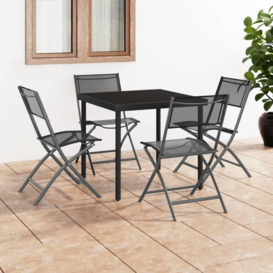 Folding Outdoor Chairs 4 pcs Black Steel and Textilene