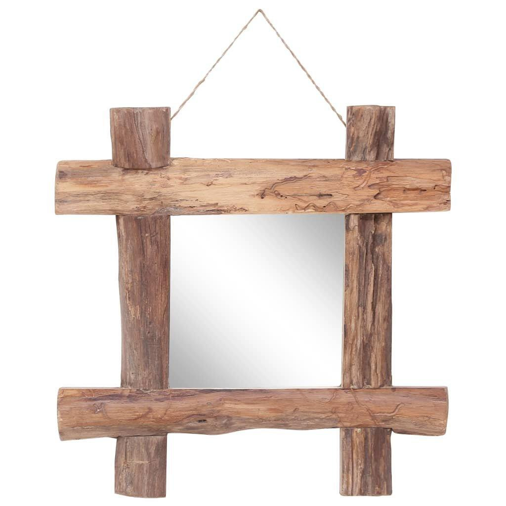 Log Mirror Natural 50x50 cm Solid Reclaimed Wood - image 1