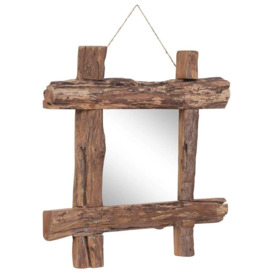 Log Mirror Natural 50x50 cm Solid Reclaimed Wood - thumbnail 2