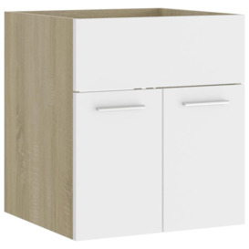 Sink Cabinet White and Sonoma Oak 41x38.5x46 cm Engineered Wood - thumbnail 2