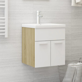 Sink Cabinet White and Sonoma Oak 41x38.5x46 cm Engineered Wood - thumbnail 1