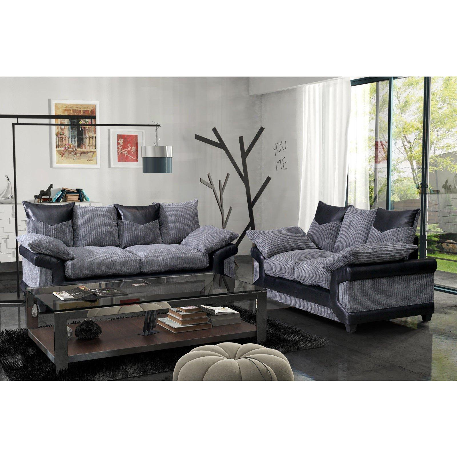 Dino Fabric Cord Sofa Set - image 1