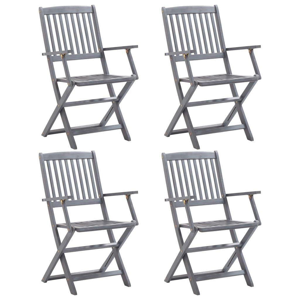 Folding Outdoor Chairs 4 pcs Solid Acacia Wood - image 1