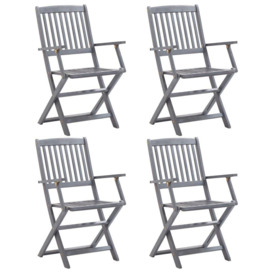 Folding Outdoor Chairs 4 pcs Solid Acacia Wood - thumbnail 1