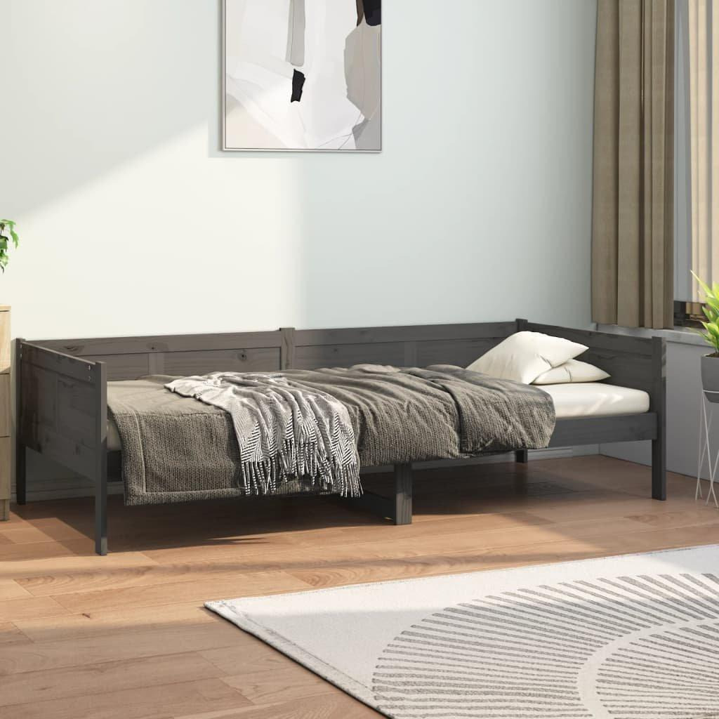Day Bed Grey Solid Wood Pine 90x190 cm - image 1