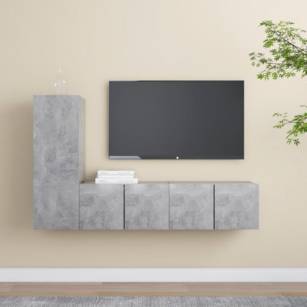 3 Piece TV Cabinet Set Concrete Grey Engineered Wood - image 1