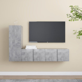 3 Piece TV Cabinet Set Concrete Grey Engineered Wood - thumbnail 1