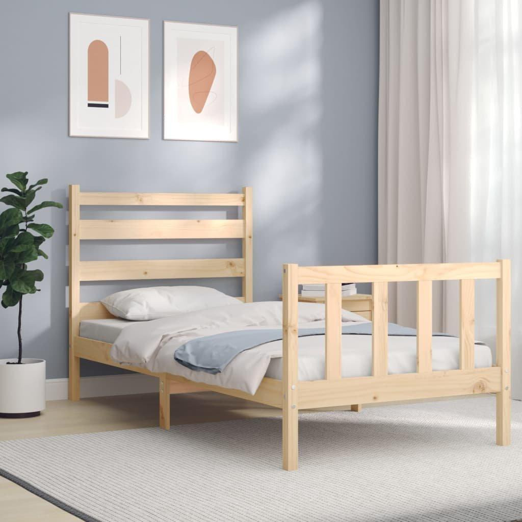 Bed Frame with Headboard 100x200 cm Solid Wood - image 1