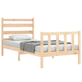 Bed Frame with Headboard 100x200 cm Solid Wood - thumbnail 3
