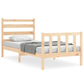 Bed Frame with Headboard 100x200 cm Solid Wood - thumbnail 2
