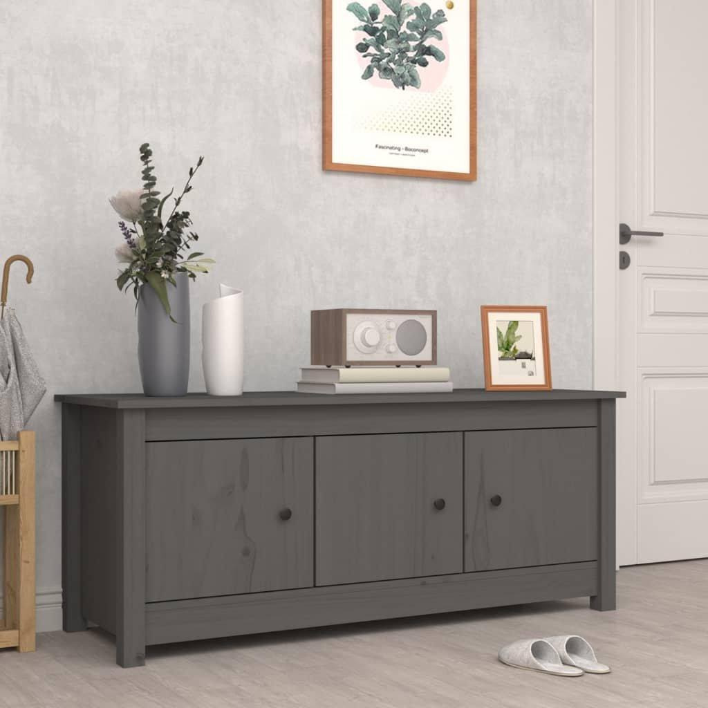 Shoe Cabinet Grey 110x38x45.5 cm Solid Wood Pine - image 1