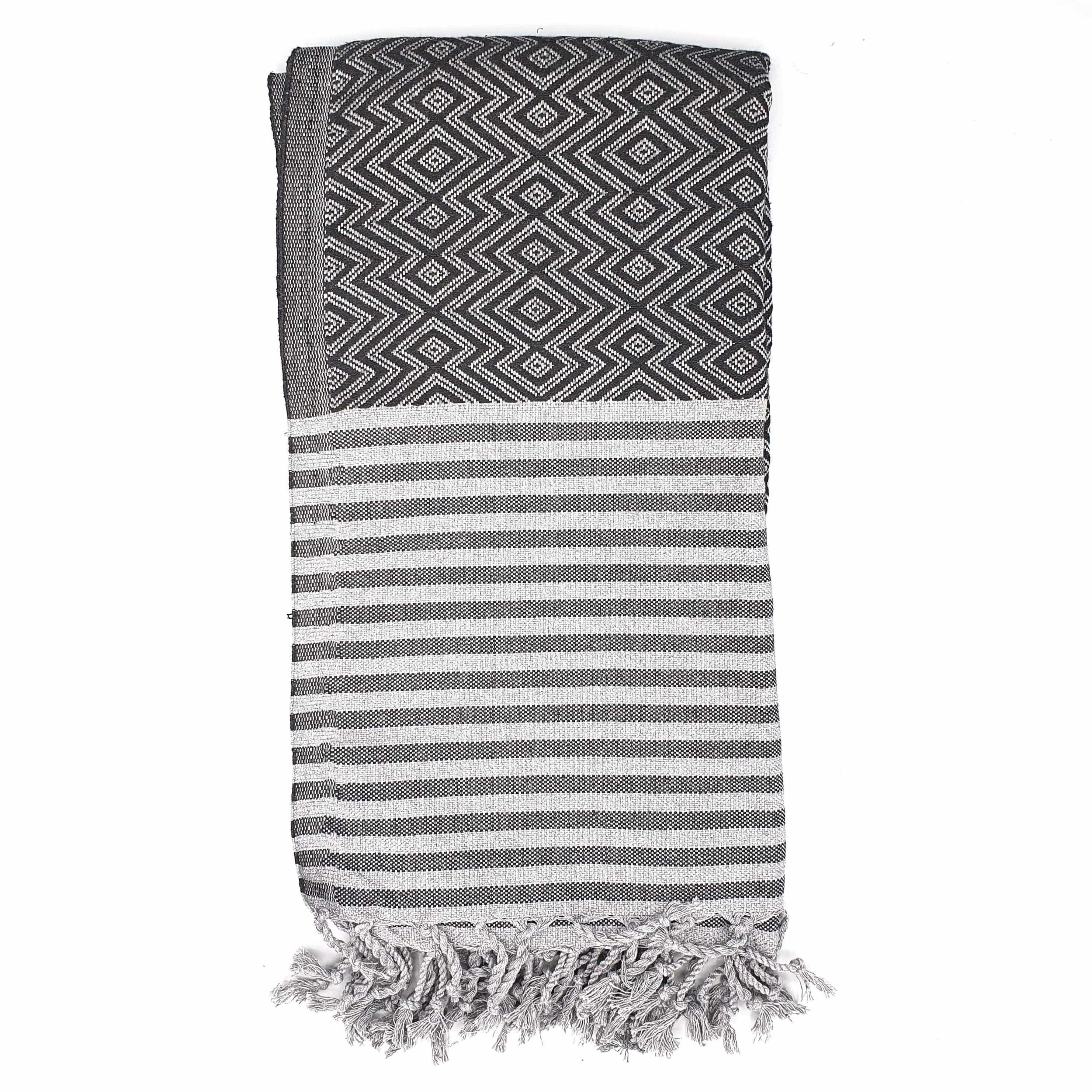 Nisa Hammam Towel, Black And Grey - image 1