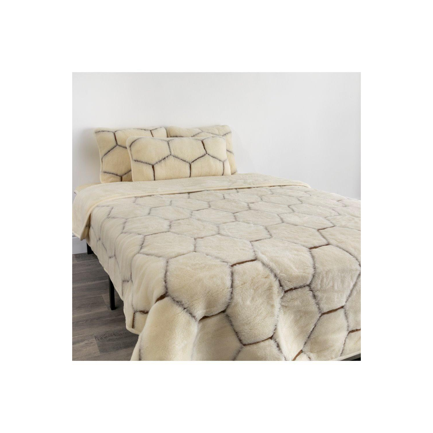 Cashmere Wool Quilt - Natural Hex - image 1