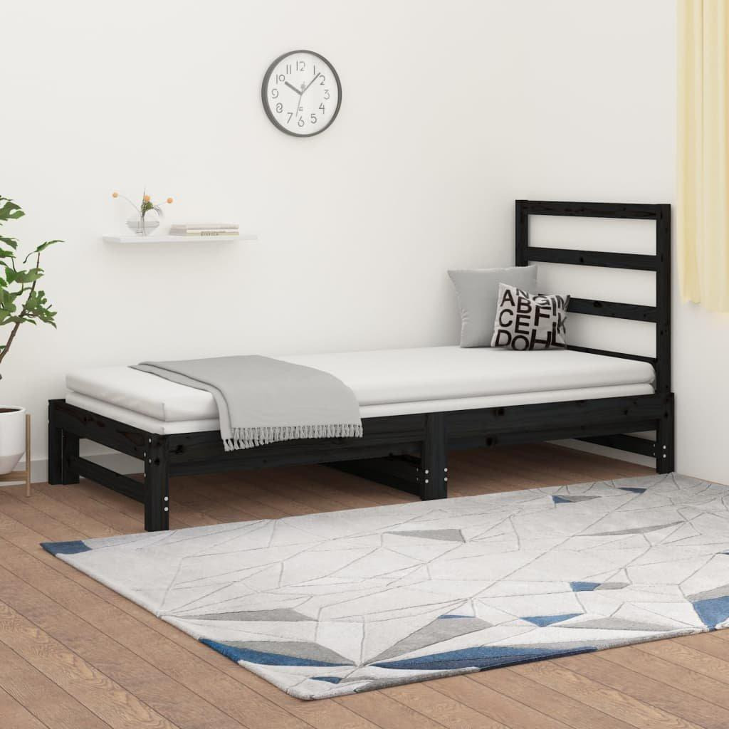 Pull-out Day Bed Black 2x(90x190) cm Solid Wood Pine - image 1