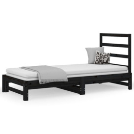 Pull-out Day Bed Black 2x(90x190) cm Solid Wood Pine - thumbnail 2