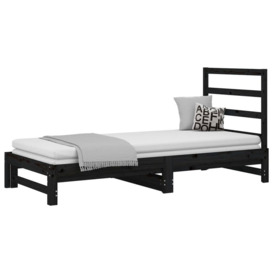 Pull-out Day Bed Black 2x(90x190) cm Solid Wood Pine - thumbnail 3